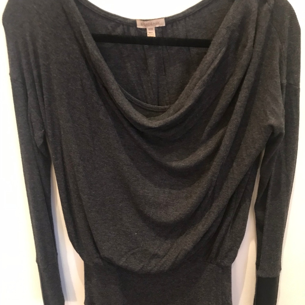 Floor-Length Long-Sleeve Grey Sweater Dress